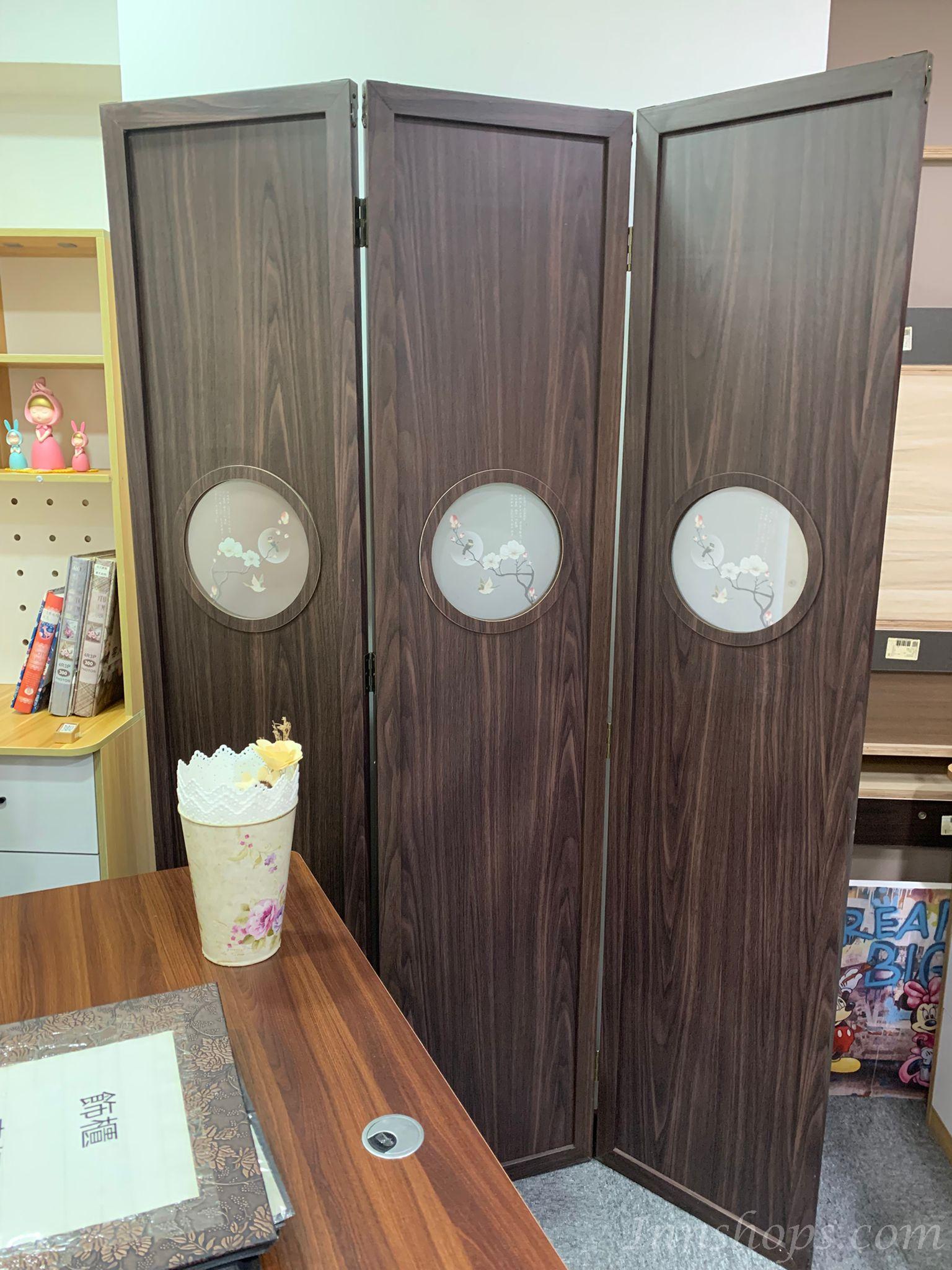 中式 實木 喬其紗屏風 40cm/50cm/60cm (IS7443)