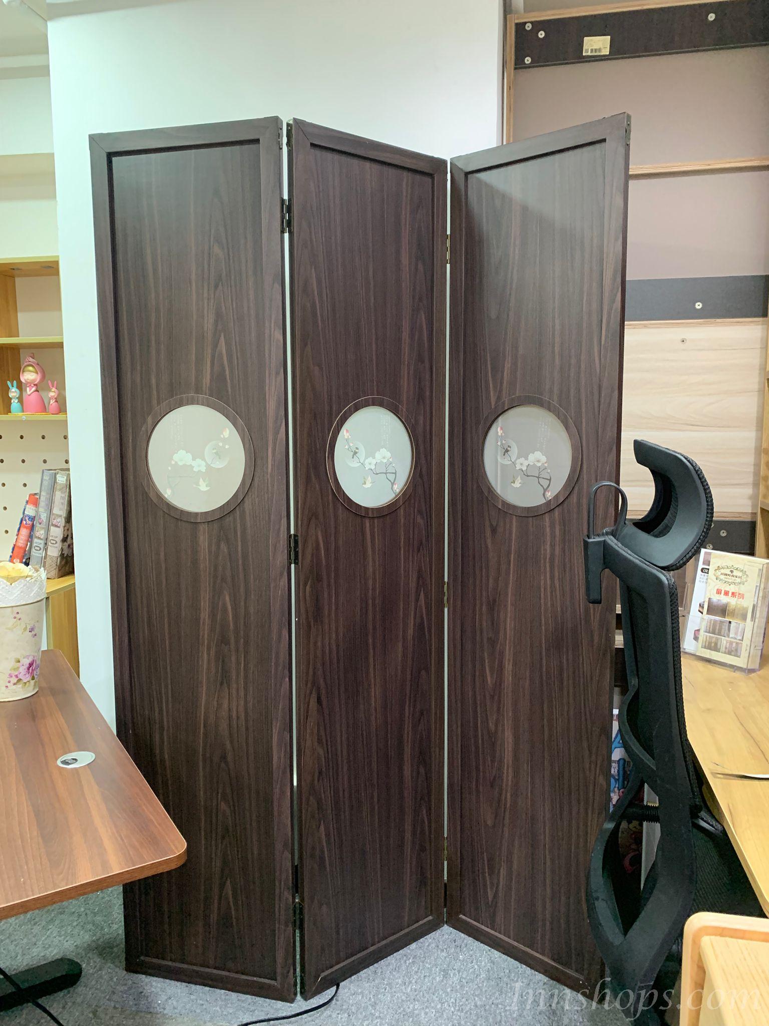 中式 實木 喬其紗屏風 40cm/50cm/60cm (IS7443)
