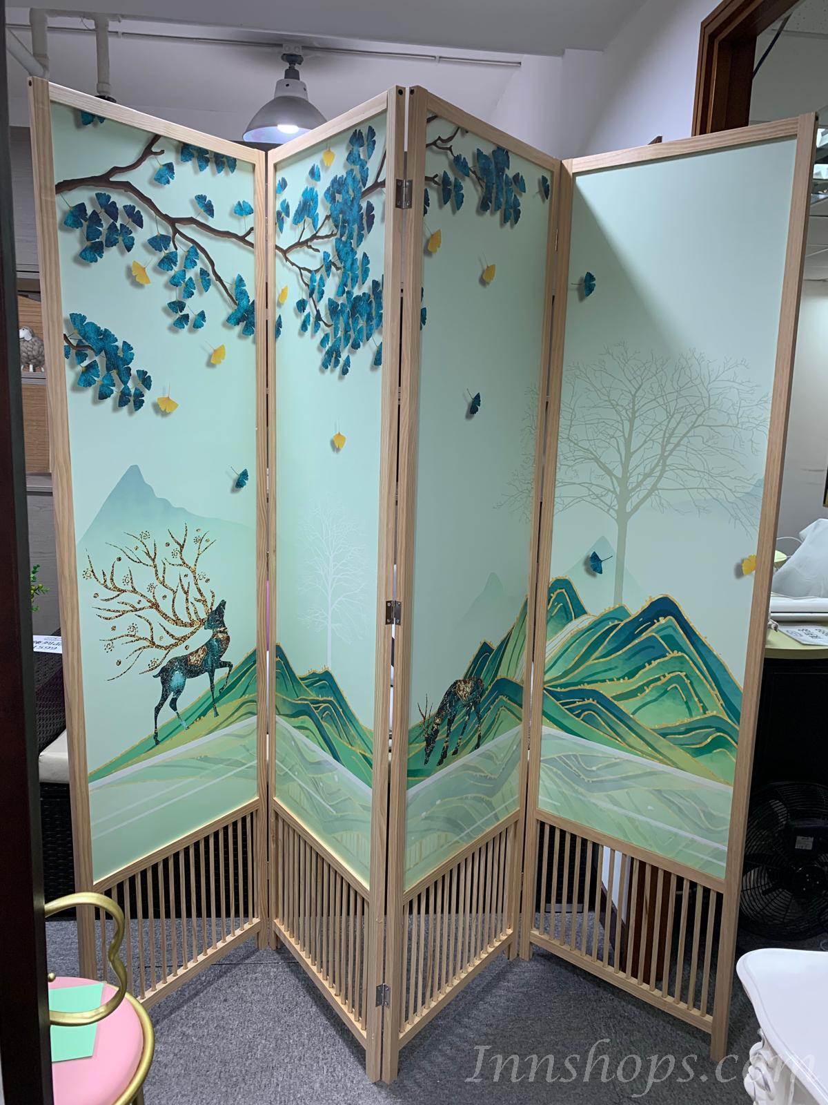 中式實木屏風隔斷可移動折疊客廳書房辦公室*50cm（IS8011）