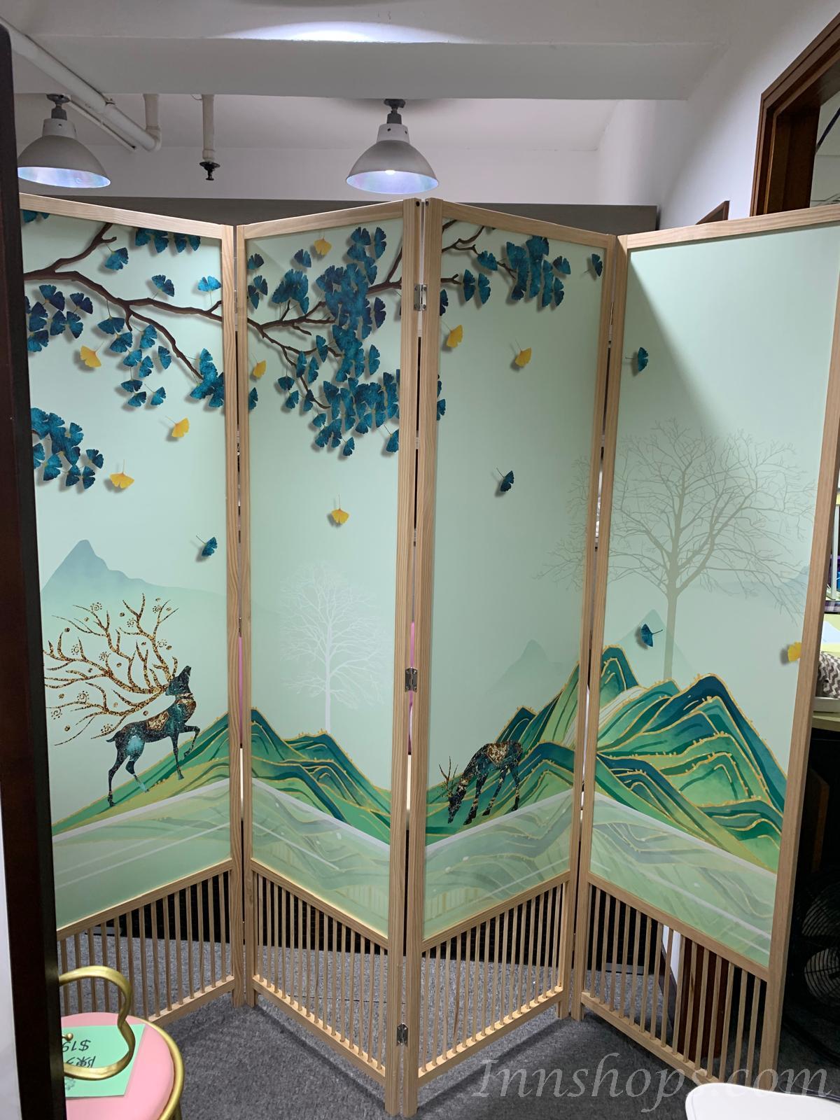 中式實木屏風隔斷可移動折疊客廳書房辦公室*50cm（IS8011）