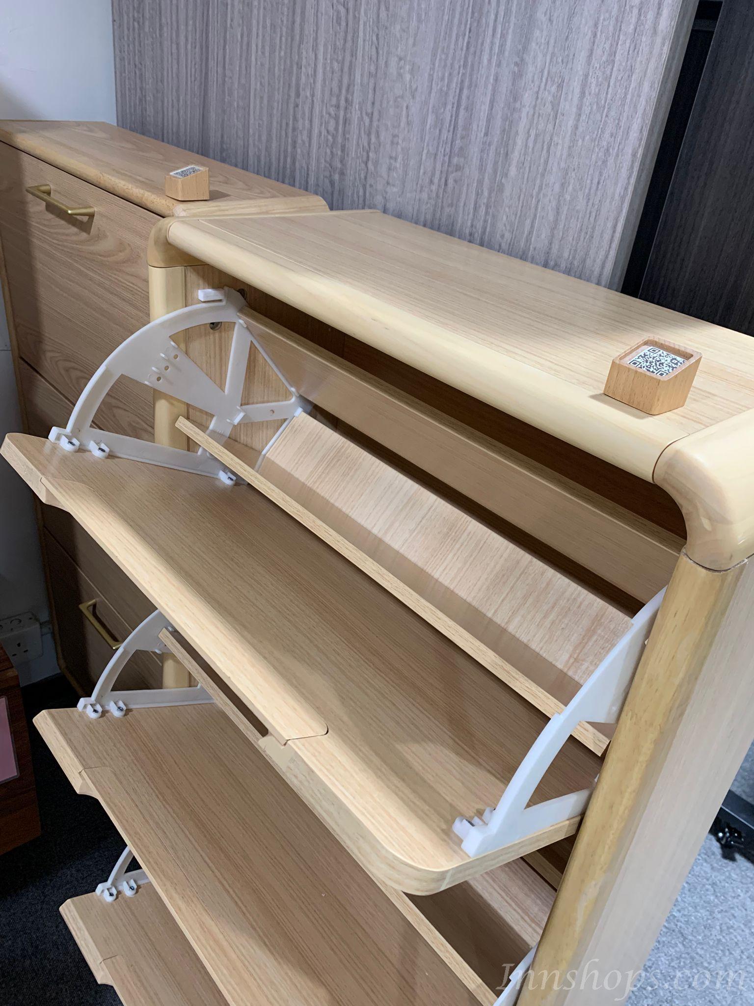 《HOLD》(陳列品一個$999，W60*D25*H120.6CM) 時尚系列 超薄窄款全實木翻斗鞋櫃 進門省空間 原木色薄身鞋櫃 60/80/100/120cm (IS8139)