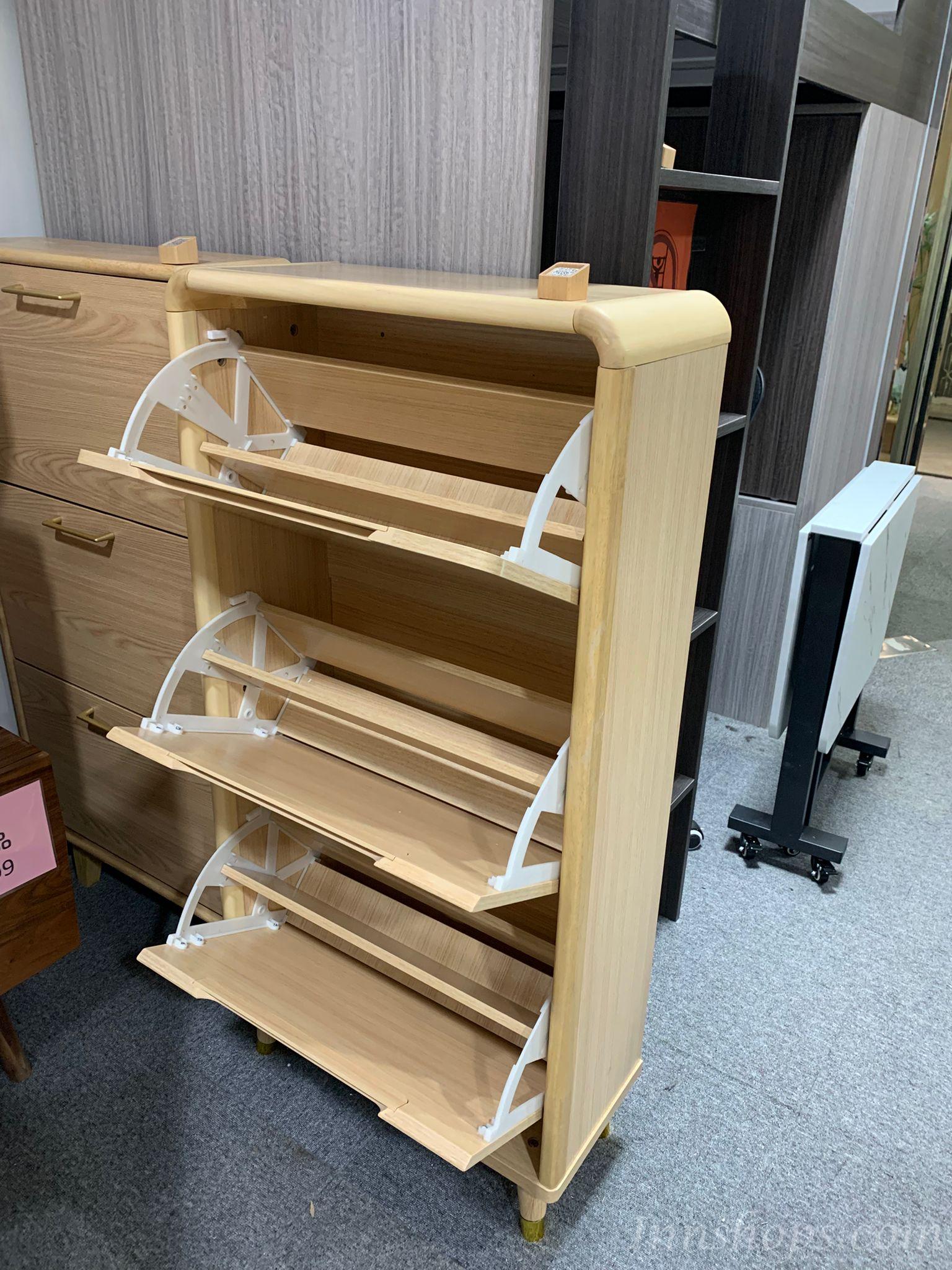 《HOLD》(陳列品一個$999，W60*D25*H120.6CM) 時尚系列 超薄窄款全實木翻斗鞋櫃 進門省空間 原木色薄身鞋櫃 60/80/100/120cm (IS8139)