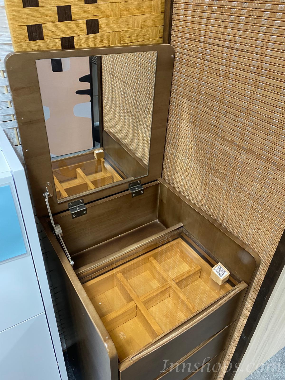 日式實木橡木系列 迷你床頭櫃 翻蓋梳妝枱 (連鏡和櫈) 40cm/48cm (IS8459)