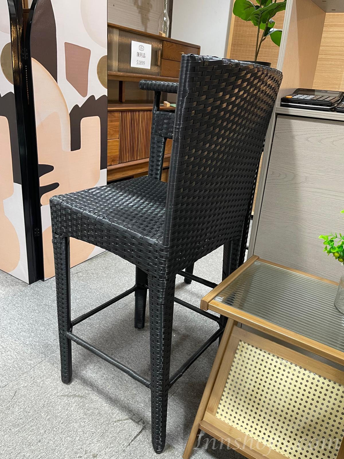 戶外學校家具露天藤編休閒吧台50cm桌椅40cm組合 高腳吧台椅（IS8569）