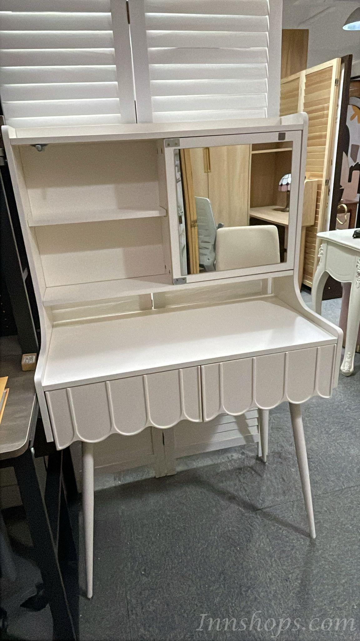 田園純白.象牙白系列 輕奢化妝枱 梳妝台送椅子*50/60/80cm (IS8654)
