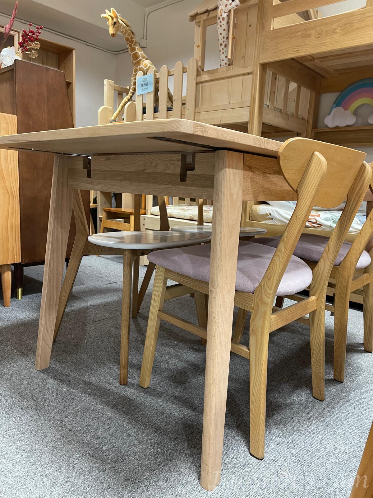 北歐實木 紅橡木 伸縮餐枱/桌 100-130/110-140/120-150cm (可配餐椅/長凳) (IS8947)