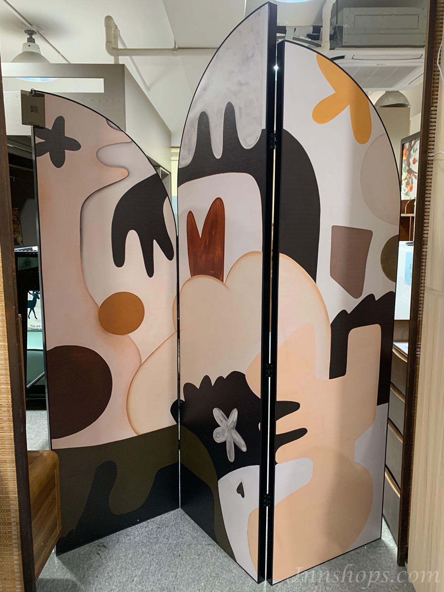 法式覆古花鳥屏風 隔斷客廳 遮擋玄關折叠移動折屏（IS9184）