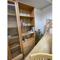 北歐實木紅橡木系列 玻璃門書櫃 書架 展示櫃組合櫃 40/45/60/70/80/90cm (IS813