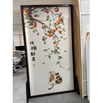 新中式禪意屏風隔斷 實木紗布座屏80cm/100cm/120cm/140cm（IS8665）