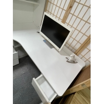 奶油風 轉角書桌書架一體組合書櫃 辦公電腦桌*120cm/140cm/160cm (IS9273)