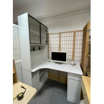 奶油風 轉角書桌書架一體組合書櫃 辦公電腦桌*120cm/140cm/160cm (IS9273)