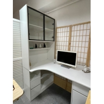 奶油風 轉角書桌書架一體組合書櫃 辦公電腦桌*120cm/140cm/160cm (IS9273)