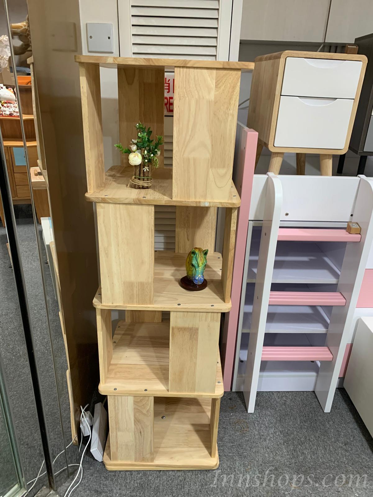 日式實木橡木系列 學校家具360度書櫃  旋轉書架40cm（IS8538）