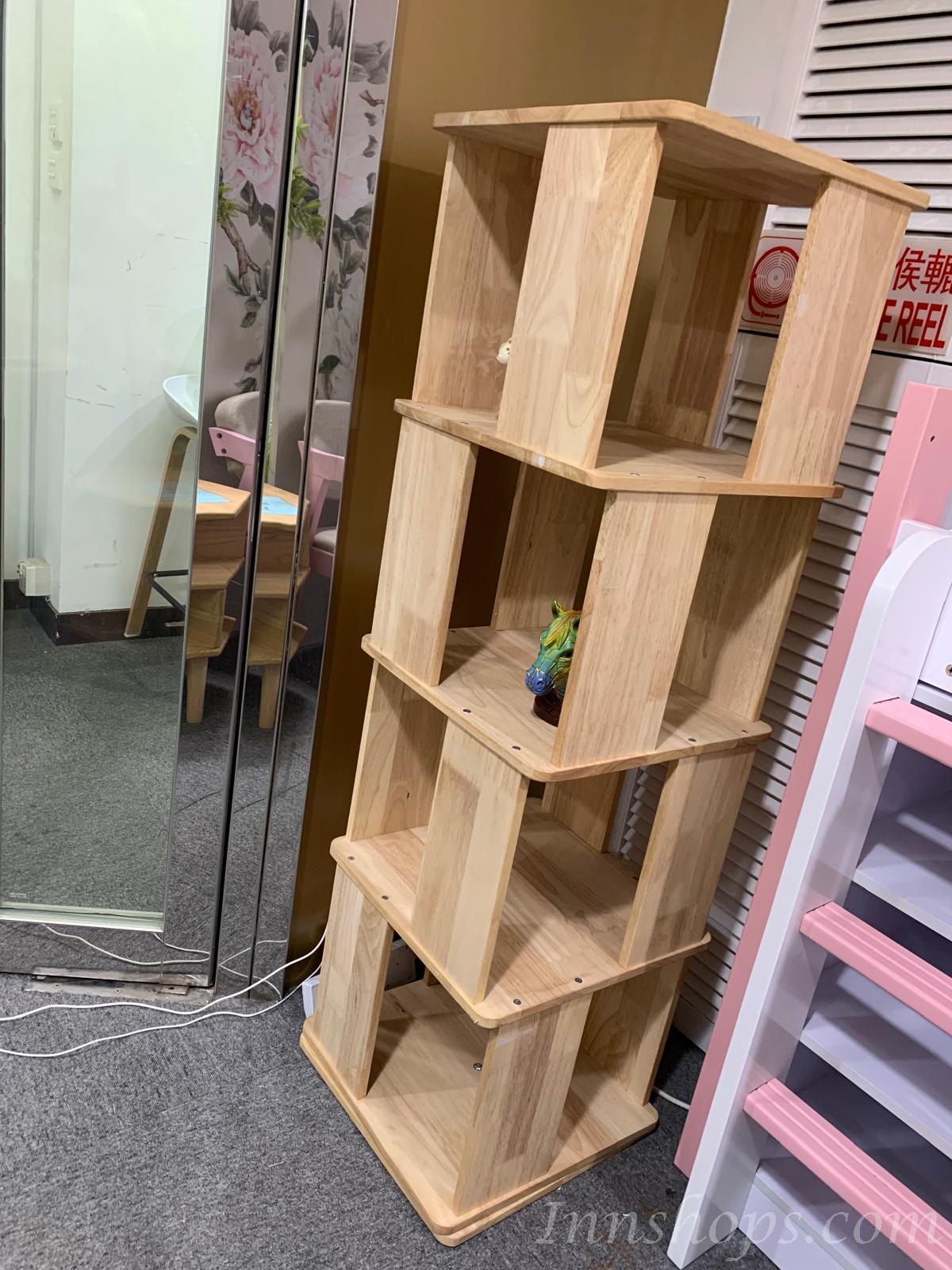 日式實木橡木系列 學校家具360度書櫃  旋轉書架40cm（IS8538）