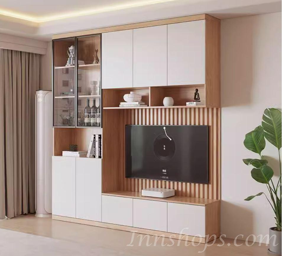 北歐格調 格柵TV客廳定製組合電視櫃 (可自訂呎吋)*200cm/220cm/240cm/260cm/280cm/300cm/320cm (IS9413)