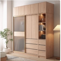北歐趟門衣櫃 原木奶油風小戶型趟門衣櫃*120cm/140cm/160cm/180cm/200cm (IS9408)