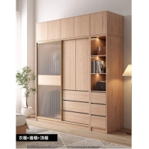 北歐趟門衣櫃 原木奶油風小戶型趟門衣櫃*120cm/140cm/160cm/180cm/200cm (IS9408)