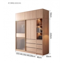 北歐趟門衣櫃 原木奶油風小戶型趟門衣櫃*120cm/140cm/160cm/180cm/200cm (IS9408)