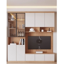 北歐格調 格柵TV客廳定製組合電視櫃 (可自訂呎吋)*200cm/220cm/240cm/260cm/280cm/300cm/320cm (IS9413)