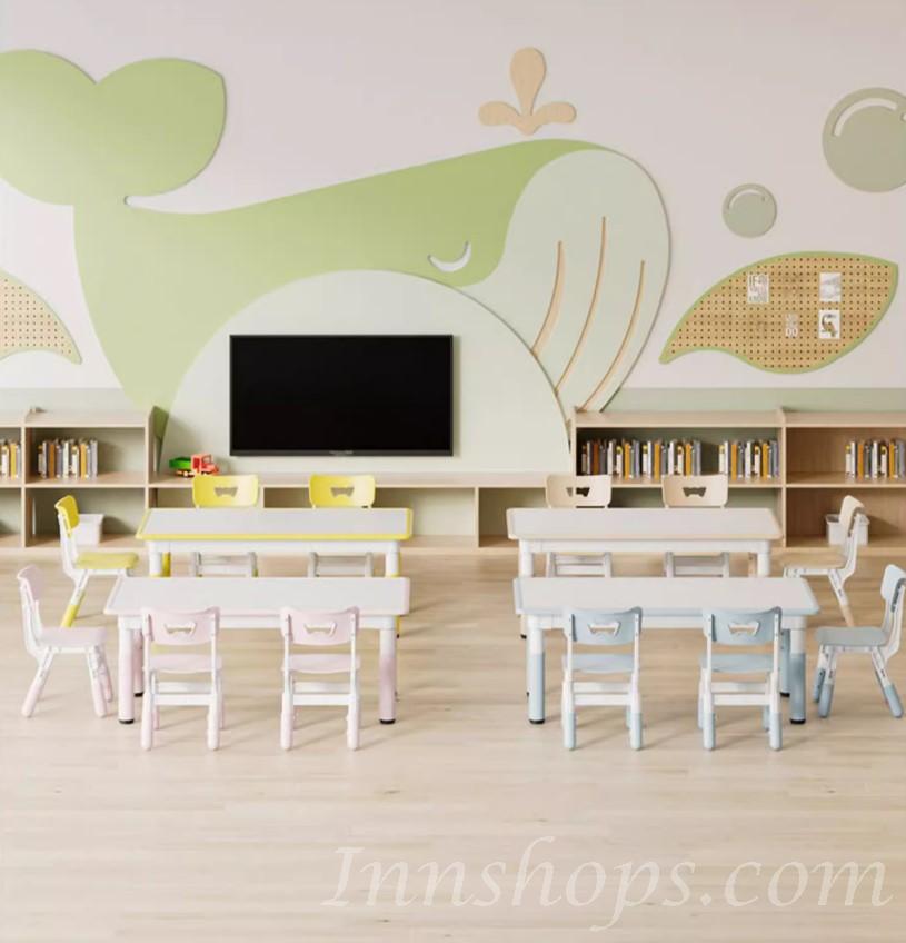 兒童 可升降桌椅 playgroup Clubhouse 會所幼稚園 桌椅 遊戲木桌 學習桌*80cm/120cm (IS9423)