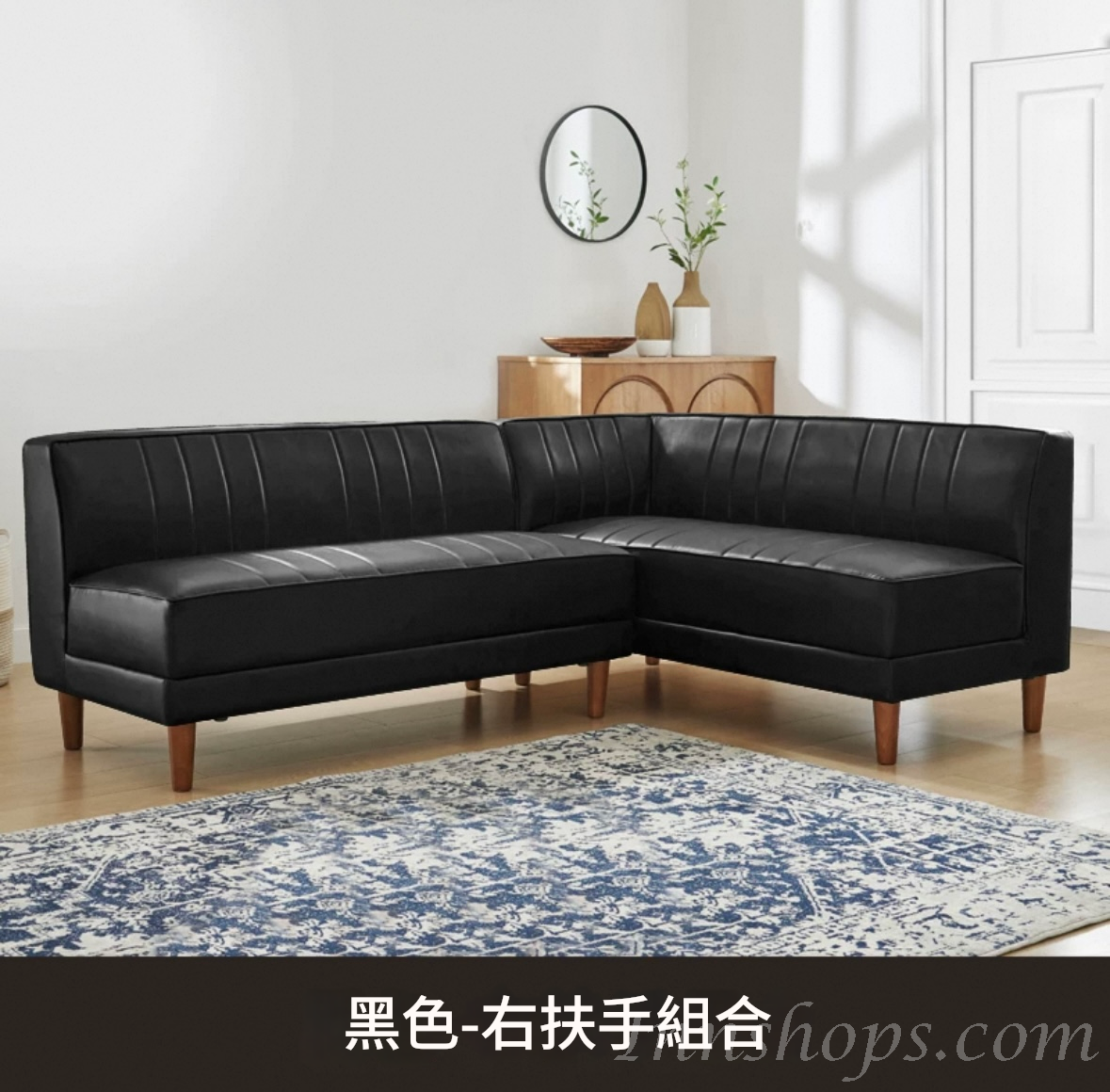 北歐客廳 墨綠色卡座轉角組合 日式現代簡約無扶手 左右 L型轉角皮梳化*130cm/150cm/199cm (IS9426)