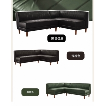 北歐客廳 墨綠色卡座轉角組合 日式現代簡約無扶手 左右 L型轉角皮梳化*130cm/150cm/199cm (IS9426)