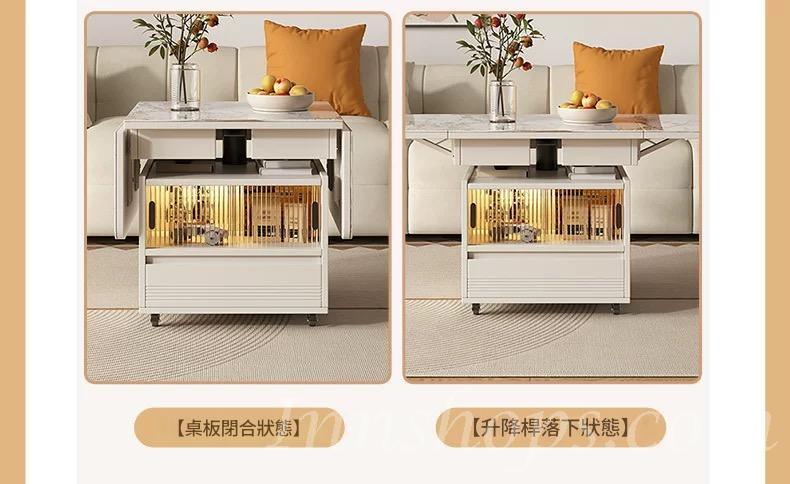 岩板升降茶几 可移動 折疊餐桌兩用*52cm (IS9429)