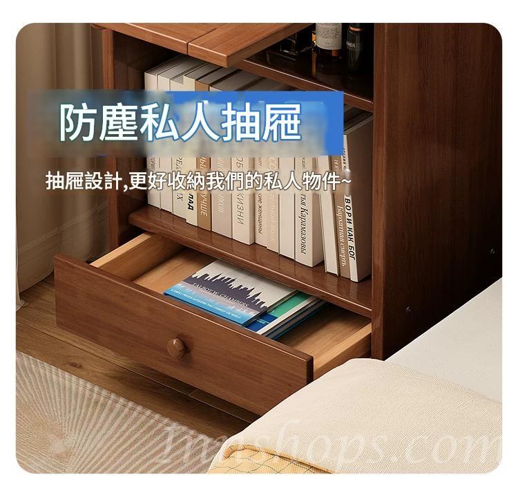 日式實木橡木 一體多功能梳妝台收納櫃 床頭高款 超窄邊櫃*40cm (IS9434)