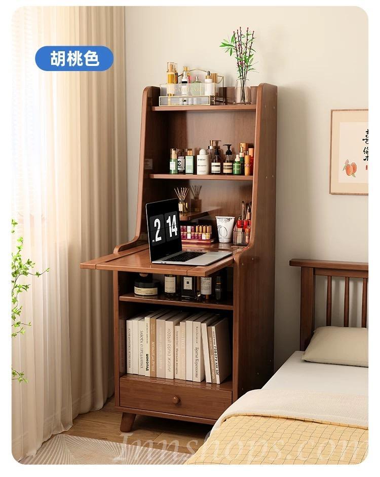 日式實木橡木 一體多功能梳妝台收納櫃 床頭高款 超窄邊櫃*40cm (IS9434)