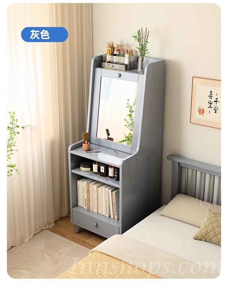 日式實木橡木 一體多功能梳妝台收納櫃 床頭高款 超窄邊櫃*40cm (IS9434)