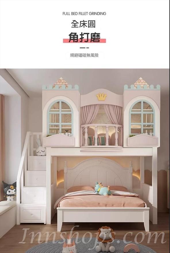 兒童公主城堡組合床 衣櫃書桌兒童床樹屋組合床 *120cm/135cm (IS9439)