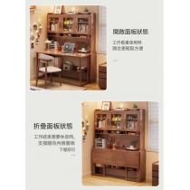 日式實木橡木 折疊書桌書櫃 伸縮書枱*80cm/100cm/120cm/140cm (IS9437)