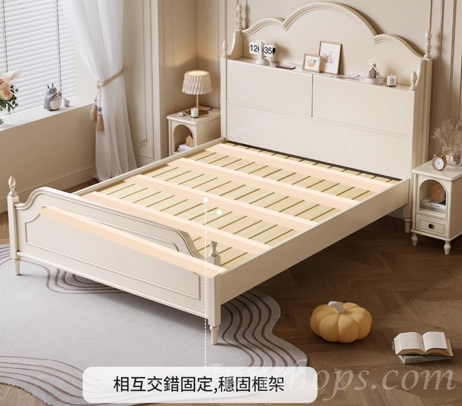 田園純白.象牙白 法式奶油風 全實木床雙人床*150cm/180cm (IS9447)
