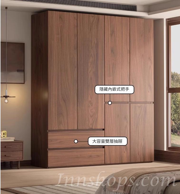 北歐衣櫃 胡桃色 衣櫃 多功能 儲物櫃組合衣櫃*60cm/80cm/120cm/140cm/160cm/180cm/200cm/220cm/240cm (IS9450)