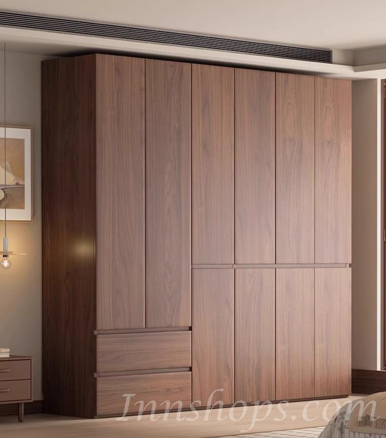北歐衣櫃 胡桃色 衣櫃 多功能 儲物櫃組合衣櫃*60cm/80cm/120cm/140cm/160cm/180cm/200cm/220cm/240cm (IS9450)