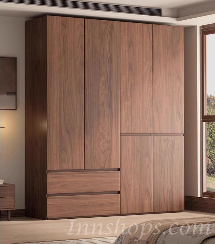 北歐衣櫃 胡桃色 衣櫃 多功能 儲物櫃組合衣櫃*60cm/80cm/120cm/140cm/160cm/180cm/200cm/220cm/240cm (IS9450)