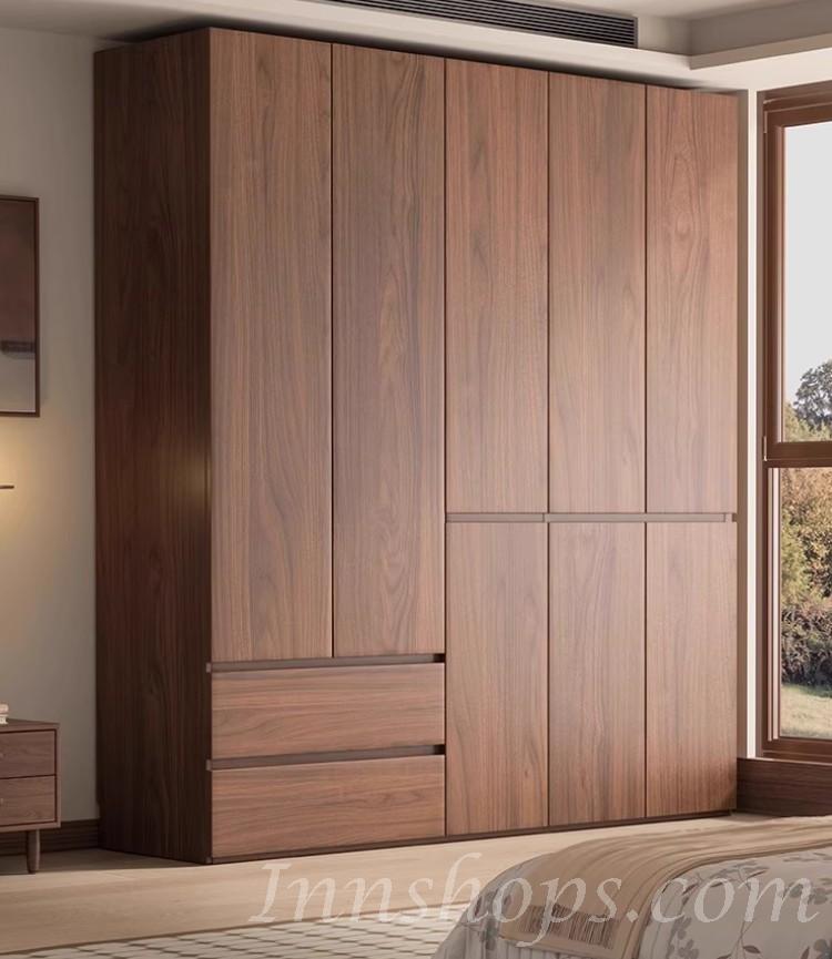 北歐衣櫃 胡桃色 衣櫃 多功能 儲物櫃組合衣櫃*60cm/80cm/120cm/140cm/160cm/180cm/200cm/220cm/240cm (IS9450)