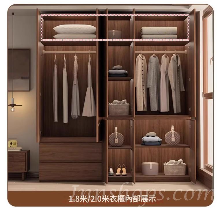 北歐衣櫃 胡桃色 衣櫃 多功能 儲物櫃組合衣櫃*60cm/80cm/120cm/140cm/160cm/180cm/200cm/220cm/240cm (IS9450)