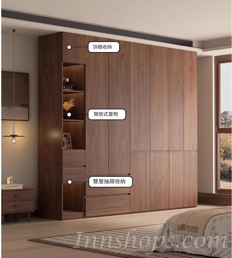 北歐衣櫃 胡桃色 衣櫃 多功能 儲物櫃組合衣櫃*60cm/80cm/120cm/140cm/160cm/180cm/200cm/220cm/240cm (IS9450)