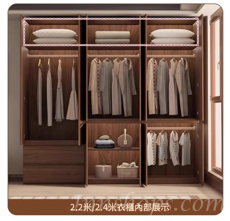 北歐衣櫃 胡桃色 衣櫃 多功能 儲物櫃組合衣櫃*60cm/80cm/120cm/140cm/160cm/180cm/200cm/220cm/240cm (IS9450)