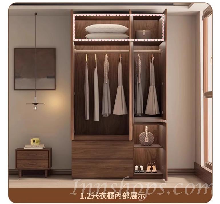 北歐衣櫃 胡桃色 衣櫃 多功能 儲物櫃組合衣櫃*60cm/80cm/120cm/140cm/160cm/180cm/200cm/220cm/240cm (IS9450)