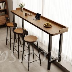 窗台吧台桌 簡約實木長條桌靠窗窄桌 靠牆高低腳桌椅*100cm/120cm/140cm/160cm/180cm/200cm/220cm/240cm (IS9454)
