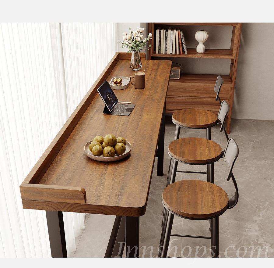 窗台吧台桌 簡約實木長條桌靠窗窄桌 靠牆高低腳桌椅*100cm/120cm/140cm/160cm/180cm/200cm/220cm/240cm (IS9454)