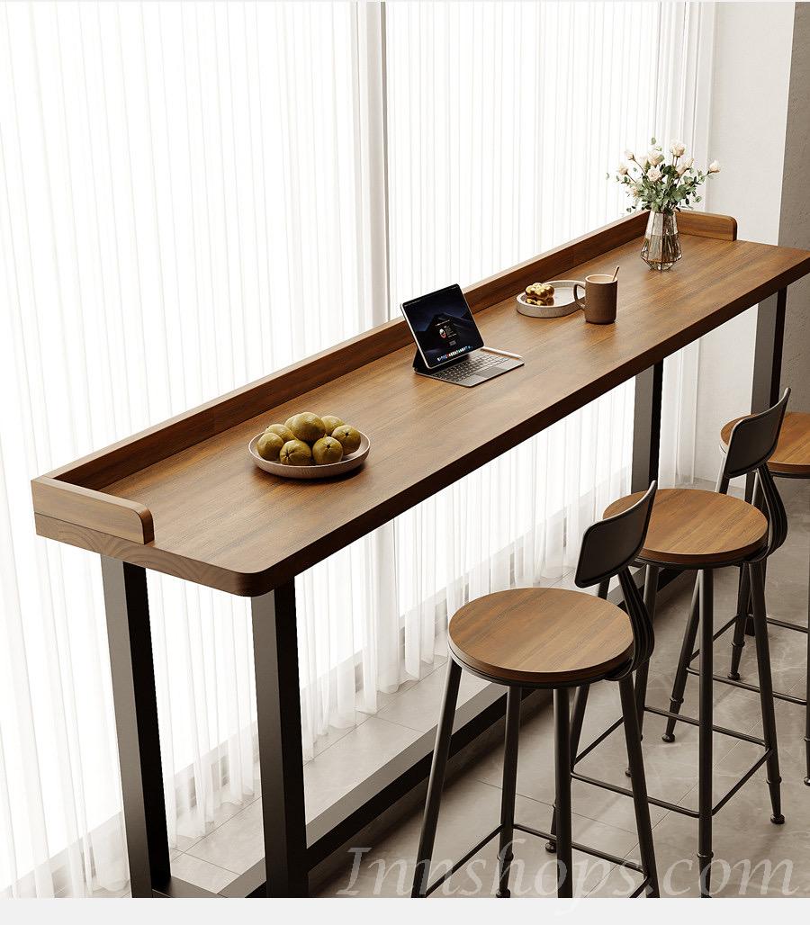 窗台吧台桌 簡約實木長條桌靠窗窄桌 靠牆高低腳桌椅*100cm/120cm/140cm/160cm/180cm/200cm/220cm/240cm (IS9454)