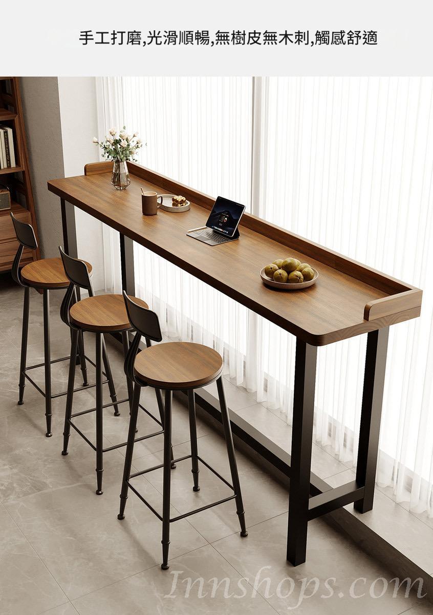 窗台吧台桌 簡約實木長條桌靠窗窄桌 靠牆高低腳桌椅*100cm/120cm/140cm/160cm/180cm/200cm/220cm/240cm (IS9454)