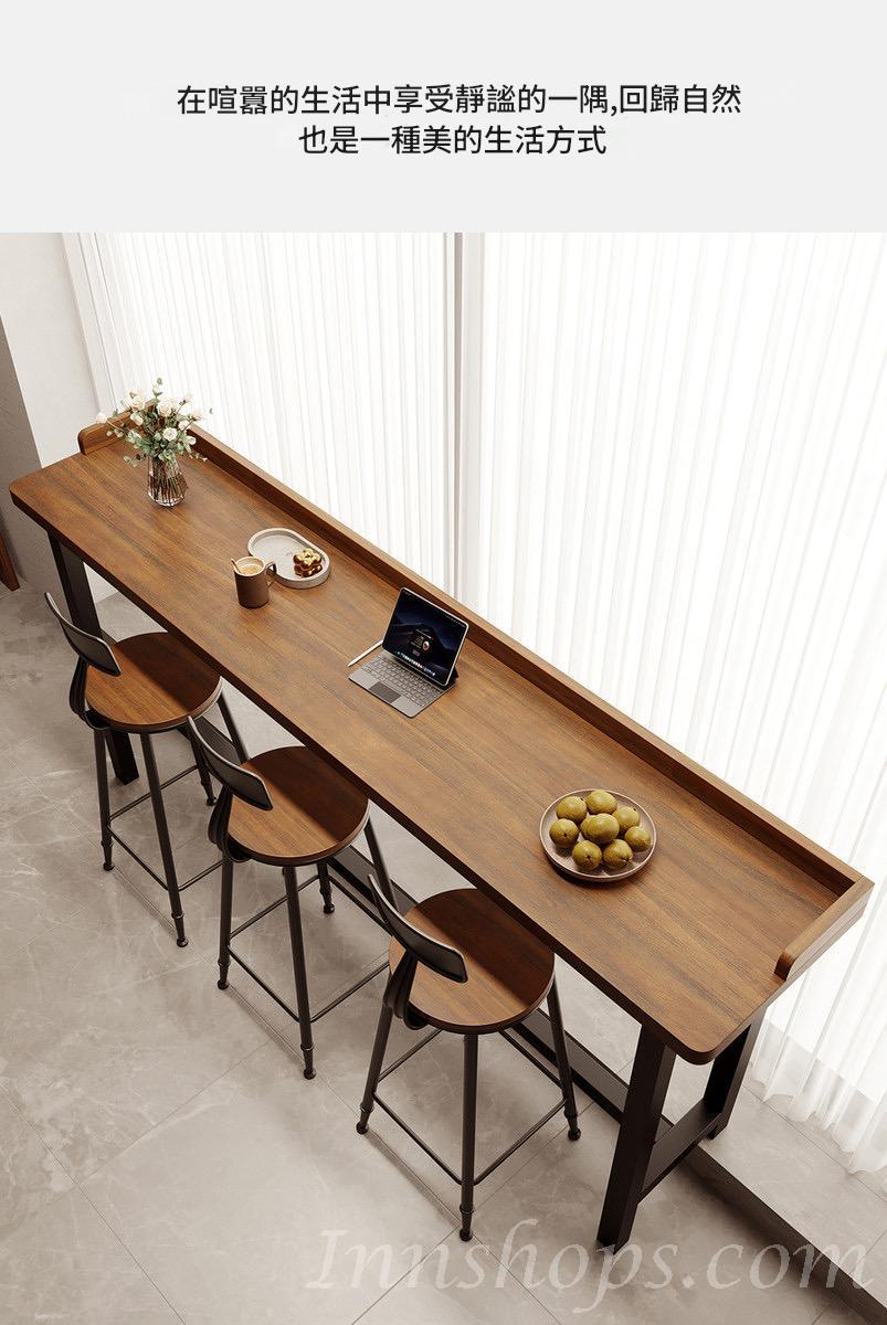 窗台吧台桌 簡約實木長條桌靠窗窄桌 靠牆高低腳桌椅*100cm/120cm/140cm/160cm/180cm/200cm/220cm/240cm (IS9454)