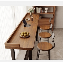 窗台吧台桌 簡約實木長條桌靠窗窄桌 靠牆高低腳桌椅*100cm/120cm/140cm/160cm/180cm/200cm/220cm/240cm (IS9454)
